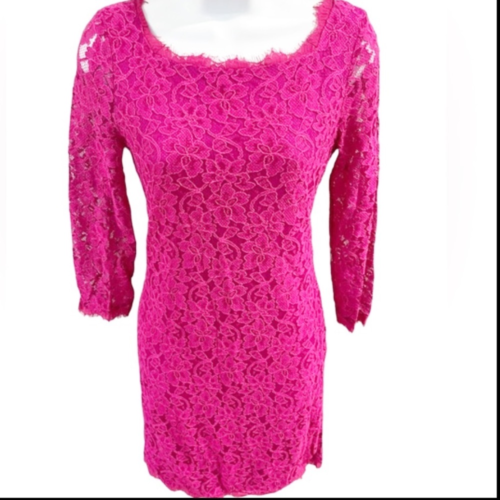 Diane Von Furstenberg Zarita Lace Mini Dress Size 6 - Picture 14 of 14